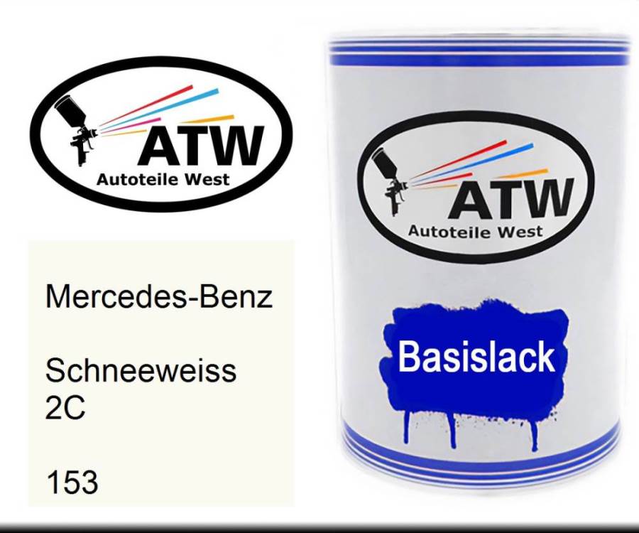 Mercedes-Benz, Schneeweiss 2C, 153: 500ml Lackdose, von ATW Autoteile West.